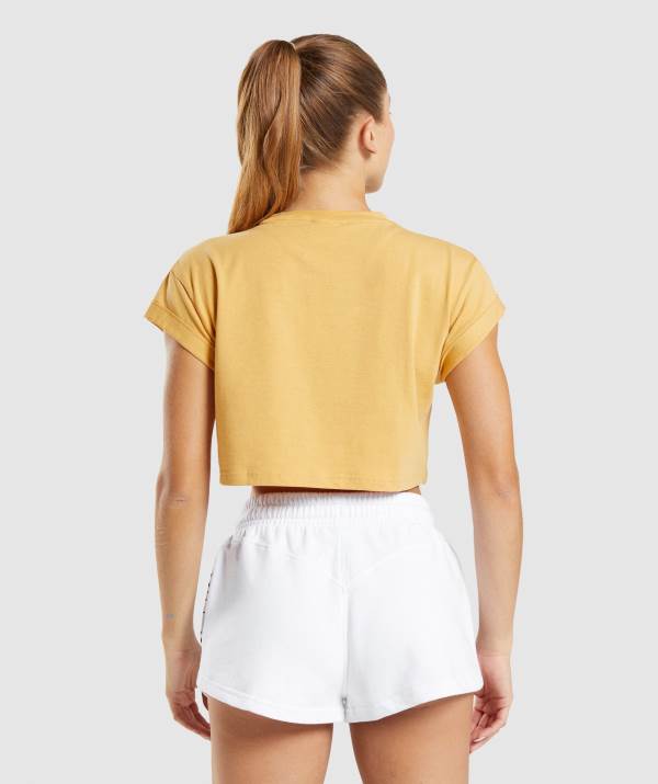 Damske Crop Top Gymshark Legacy Graphic Crop Tee Žlté | PB1052384
